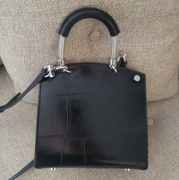 Alexander Wang Dime Mini Flap Satchel In Black Crocodile Embossed Calfskin - Picture 6 of 12